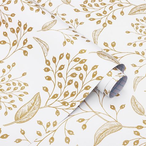 PRICES MAY VARY. DIMENSIONS--17.3” x 118”/Roll（In other words,1.44’ x 9.8’/Roll ), it covers 14.1 sq.ft per roll. DESIGN--Beautiful floral pattern wallpaper, classic color scheme of gold and white. The golden floral part has a very slight luster, and the floral pattern lines are delicate and exquisite. FEATURES--Faux vinyl/pvc material. Self adhesive, easy to apply, no need to use extra glue. Waterproof (but not for bathroom use). Indoor use, ideal for most smooth flat surfaces such as walls, fu Gold And White Wallpaper, Boho Peel And Stick Wallpaper, Peel And Stick Wallpaper Floral, Expensive Wallpaper, Paper Leaf, Wallpaper Boho, Floral Pattern Wallpaper, Vinyl Roll, Drawers Bedroom