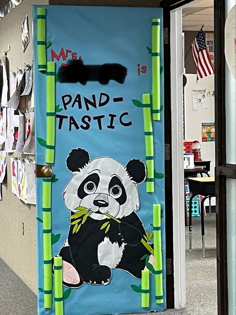 Panda Door Decorations, Panda Door Decorations Classroom, Panda Classroom Decorations, Animal Door Decorations Classroom, Panda Classroom Theme, Panda Classroom, Panda Room, Teacher Appreciation Door, Teacher Appreciation Door Decorations