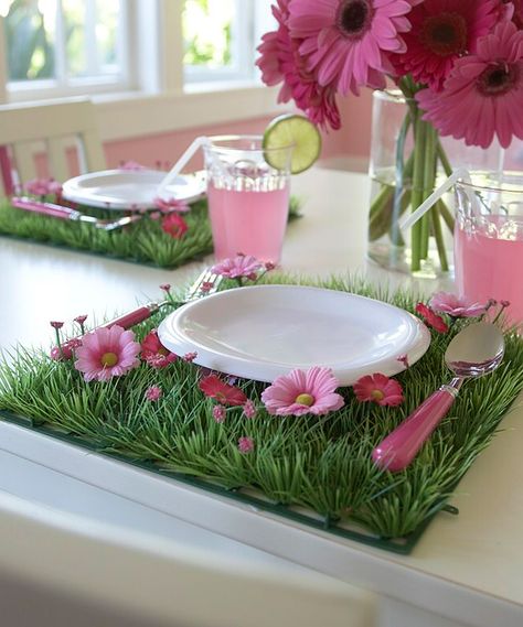 Green Grass Mat Spring Table Decor, Fairy Garden Party, Fairy Party, Garden Fairy, Fairy Birthday, Flower Party, Fairy Parties, Spring Party, Spring Table