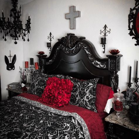 bedroom aesthetics are shaping up quite nicely I think . #gothicbedroom #gothicstyle #gothichome #gothicdecor #darkaesthetic… Gothic Bedroom Ideas, Gothic Room, Gothic Bedroom, Bedroom Aesthetics, Gothic Furniture, Goth Home Decor, Gothic Home Decor, Gothic House, Gothic Art