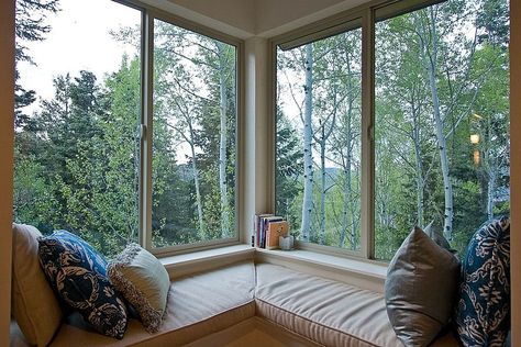 Window Types Style, Corner Window Seats, Corner Window Seat, Custom Window Seat Cushion, Window Seat Design, Corner Seating, Corner Window, Bow Window, Room Corner