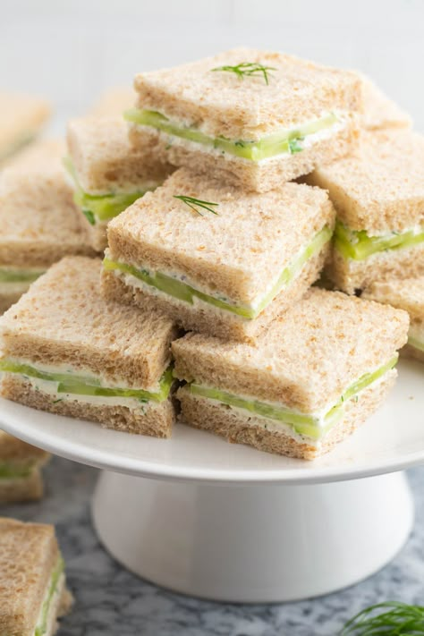 Mini Cucumber Sandwiches, Cucumber Tea Sandwiches Recipes, Cucumber Cream Cheese Sandwiches, Party Sandwiches Recipes, Tea Party Sandwiches Recipes, Cucumber Sandwiches Recipes, Cucumber Tea, Cream Cheese Sandwiches, Cucumber Tea Sandwiches