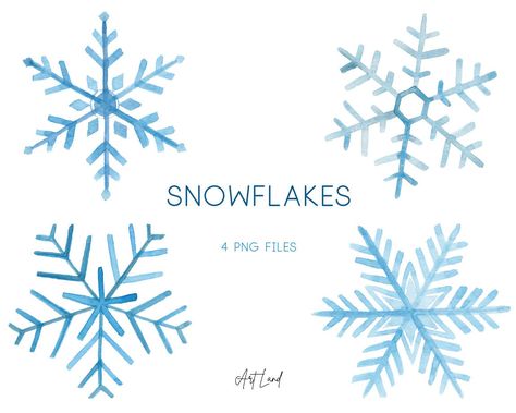 Hand Painted Snowflakes, Hand Drawn Snowflakes, Snowflake Painting Easy, How To Paint Snowflakes, Watercolour Snowflakes, Christmas Cards Snowflakes, January Clipart, Paint Snowflakes, Snowflakes Watercolor