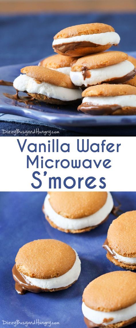 Microwave Smores, Vanilla Wafer Dessert, Vanilla Wafer, Dessert Aux Fruits, Vanilla Wafers, Samosa, Yummy Sweets, S Mores, Favorite Desserts