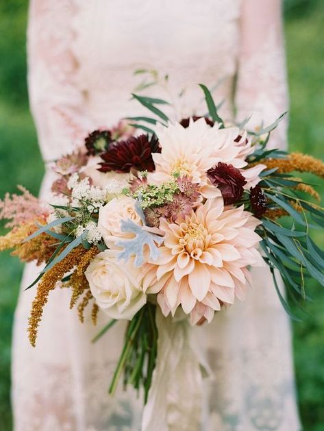 15 Dreamy Dahlia Wedding Bouquets | weddingsonline Wedding Bouquets Dahlia, Cafe Au Lait Dahlia Bouquet, Dahlia Bridal Bouquet, Dahlia Wedding Bouquets, Dahlias Wedding, Dahlia Bouquet, Bridal Bouquet Fall, Bridal Bouquet Flowers, Fall Wedding Bouquets