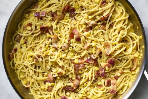 Corn Carbonara, Food Dudes, Cooking Grains, Hot Corn, Corn Pasta, Salmon Potato, Lunch Appetizers, Lasagna Pasta, Italian Pasta Dishes