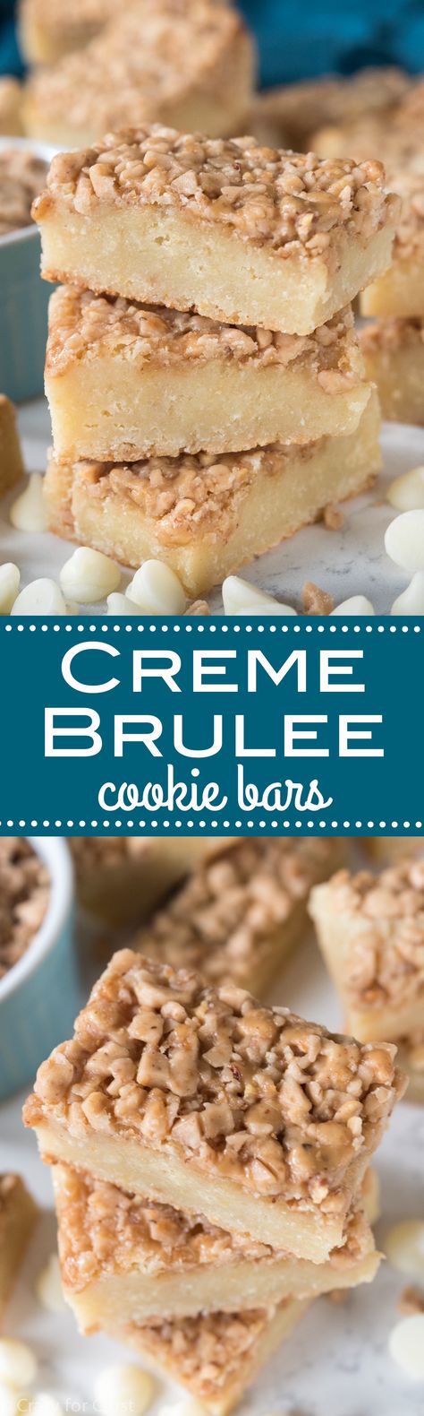 Creme Brulee Cookie Bars - this easy cookie bar recipe tastes like creme brulee in a bar cookie! Yummy Bars Recipes, 9 By 13 Desserts, Sweet Bars Recipes, Best Bar Cookie Recipes, Desert Bars Recipes, Easy Christmas Bars, Bar Cookies Recipes Easy, Best Bars Recipes, Bar Cookies Recipes Best