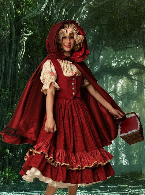 60 Handmade and Vintage Halloween Costumes (Page 15) | Care2 Healthy Living High End Halloween Costumes, Shrek Costumes, Red Riding Hood Cosplay, Mob Cap, Little Red Riding Hood Costume, Red Ridding Hood, Fairy Tale Costumes, Narrative Photography, Red Riding Hood Costume