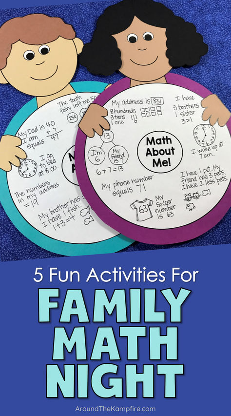 math about me craft Math Parent Night Activities, School Math Night Ideas, Family Math Night Middle School, Fall Family Night At School, Math Family Night Activities, Family Night Ideas For School, Family Math Night Elementary Activities, Math Night Themes, Family Math Night Elementary