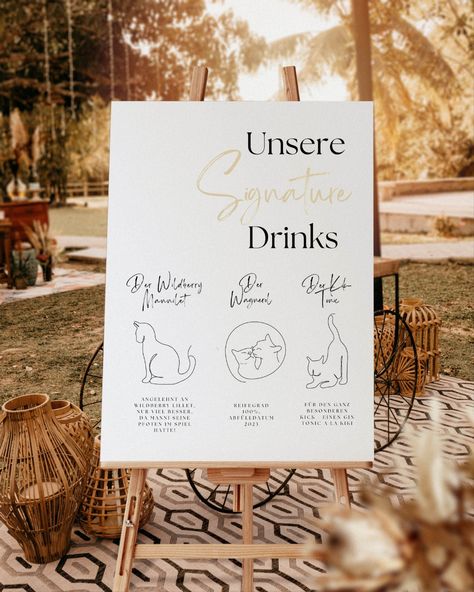 Wedding Drink Menu, Personalized Wedding Decor, Cat Wedding, Newly Engaged Couple, Drink Menu, Wedding Drink, Signature Drinks, Menu Template, Wedding Menu