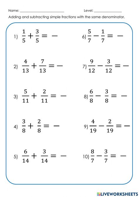 Fraction Worksheet, Unlike Fractions, Add Fractions, Addition Of Fractions, Simple Fractions, Operations With Fractions, Add And Subtract Fractions, Fraction Word Problems, Maths Resources