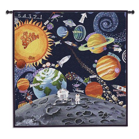 Fine Art Tapestries Solar System Wall Tapestry - 5648-WH Eclipse Art, Solar System Design, Solar System Art, Contemporary Tapestries, Cotton Art, Small Tapestry, Room Tapestry, Art Tapestry, European Paintings