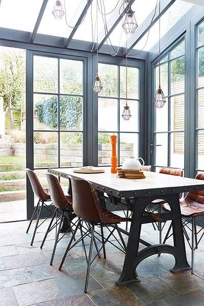 Crittall style doors & windows. Inspiration for north facing garden - maximising light! Edwardian Terrace House, Cafe Industrial, Conservatory Windows, Room Extensions, Glass Extension, Edwardian House, House Extension Design, Kitchen Extension, Kitchen Doors