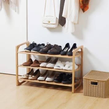 Diy Wood Shoe Shelf, Shelf For Shoes, Small Shoe Rack, 3 Tier Shoe Rack, Shoes Organizer, Bamboo Shoe Rack, Slatted Shelves, Shoes Rack, Bamboo Structure