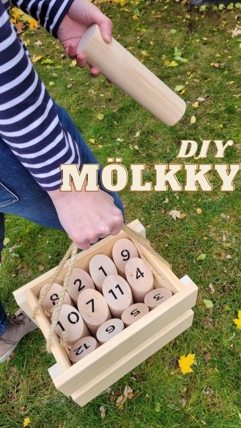 Diy Molkky Game, Wooden Board Games Diy, Molkky Diy, Wood Games Diy, Molkky Game, Diy Wooden Games, Wood Kids Toys, Yard Game, Fine Woodworking Project