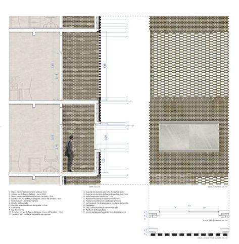 Brick Detail Facade, University Drawing, Facade Brick, Facade Detail, Brick Cladding, Brick Detail, Concept Models Architecture, Brick Construction, Concrete Facade