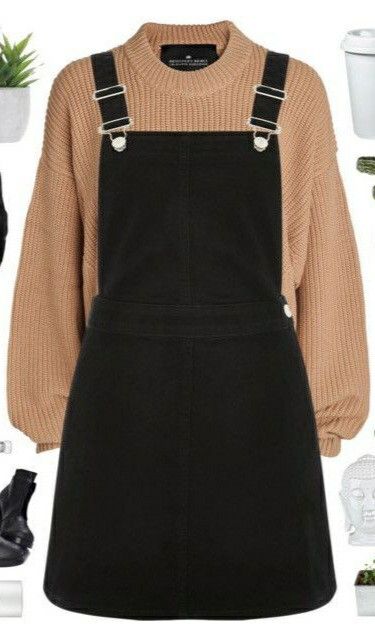 Dungaree Dress Outfit, Black Pinafore, Fashion Designer Dress, Quick Outfits, Classy Casual Outfits, Easy Trendy Outfits, Spring Fashion Trends, Modest Fashion Outfits