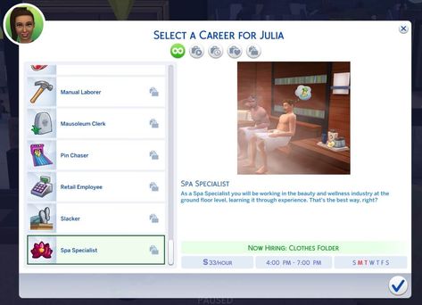 Sims 4 Spa, Sims 4 College, Sims4 Ideas, Sims Gameplay, Content Words, Work From Home Careers, Spa Packages, Sims 4 Game Mods, Sims 4 Gameplay