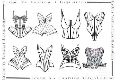 Corset Technical Drawing, Corset Sketch, Corset Illustration, Corset Drawing, Fashion Design Classes, Textiles Sketchbook, Fashion Illustration Collage, Fashion Design Books, Fashion Drawing Sketches