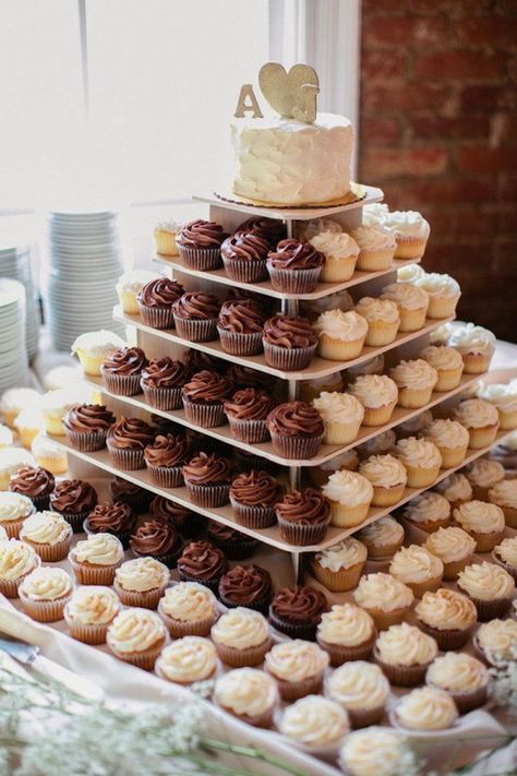 Wedding Cupcakes | Perfect Vow Renewal Cake | PreOwned Wedding Dresses Wedding Cupcake Display, Jordan Wedding, Cupcake Wedding, Cupcakes Wedding, Torte Cupcake, Wedding Display, Food Stations, Cupcake Tower, December Wedding