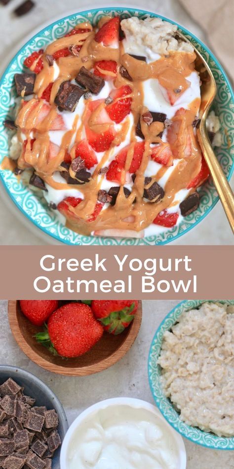 Oatmeal With Yogurt, Oatmeal With Strawberries, Healthy 2024, Greek Yogurt Oatmeal, Oats With Yogurt, Yogurt Oatmeal, Easy Oatmeal Recipes, Overnight Oats With Yogurt, Strawberries And Chocolate