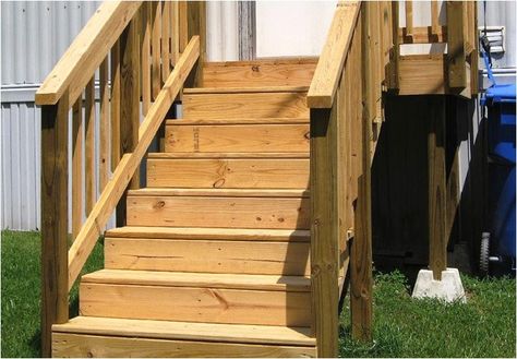 Mobile Home Steps Plans Stairs For Mobile Home, Deck For Mobile Home, Mobile Home Stairs, Prefab Stairs, Mobile Home Steps, Mobile Home Deck, House Steps, Mobile Home Skirting, Trailer House