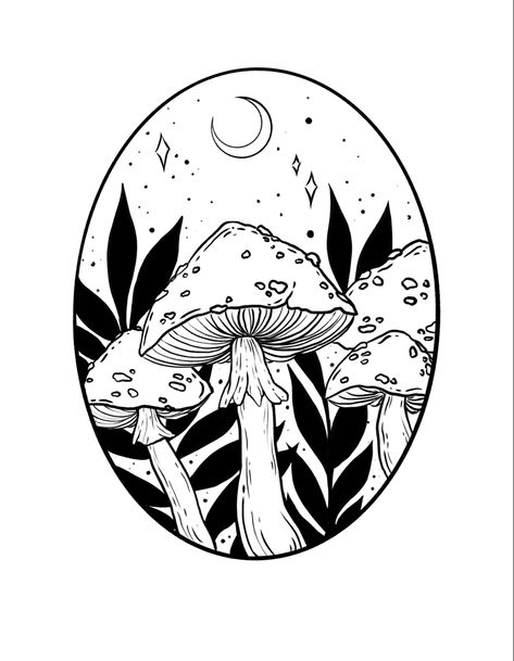 Mushroom tattoo art lineart flash magic Hongo Tattoo, Geometric Mushroom, Sakura Illustration, Mushroom Scene, Rip Tattoos For Mom, Simple Art Designs, Mushroom Nature, Mushroom Magic, Magical Mushroom