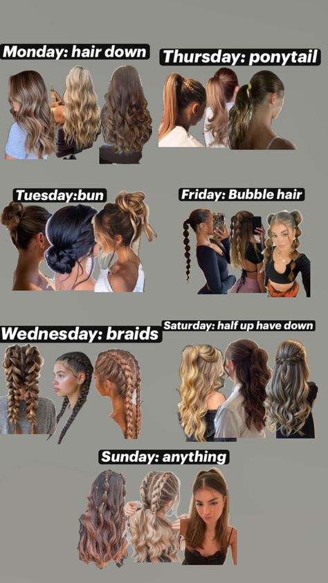 Cute And Pretty Hairstyles, Hair Down Styles For Prom, Hairstyles For The Week School, Hair Styles For Crimped Hair, Hair Ideas For Mid Length Hair, Hair Styles For Long And Thick Hair, Hair Styles For Country Concert, Hair For Greasy Hair, Full Week Of Hairstyles