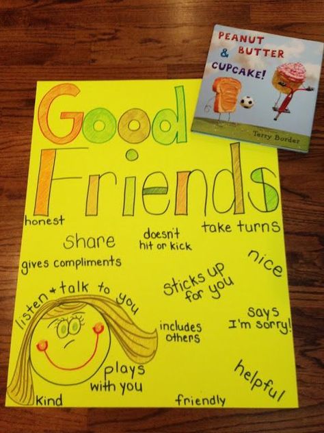 Anchor Chart & book for teaching students how friendship and including others. More ideas & FREE printables on the blog post. :) Teaching Friendship, Preschool Friendship, Friendship Lessons, Friendship Theme, Friendship Skills, Friendship Activities, Friendship Group, Counseling Lessons, Guidance Lessons