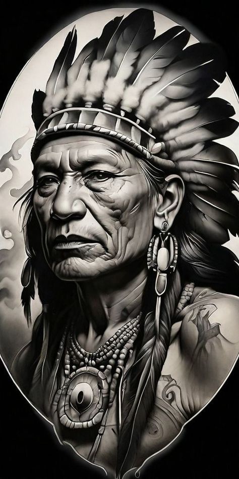 Indian Chief Headdress Tattoo, Indian Chief Head Tattoo, Indian Chief Tattoo Design, Indian Headdress Tattoo Design, Chief Tattoo Design, Native Indian Tattoo Design, Native Tattoo Design, Headdress Tattoo Design, Native American Indians Tattoo