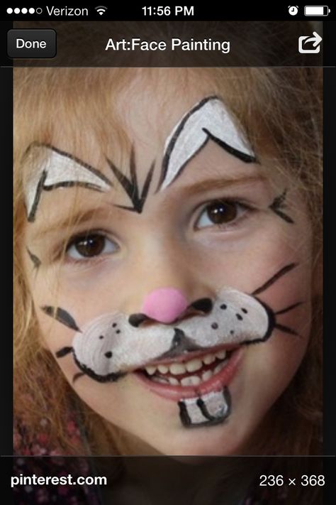 Rabbit Cat Face Paint Easy, Cat Face Paint, Easter Face Paint, Easy Face Painting Designs, Kitty Face Paint, Dalmatian Puppies, Kitty Painting, About Butterfly, Face Painting Tutorials