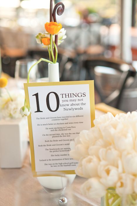 Fun facts about the bride and groom at tables Something Borrowed Wedding, Wedding Couple Table, Number Ideas, Reception Table, Winery Weddings, Table Number, Wedding Table Numbers, Here Comes The Bride, Trendy Wedding