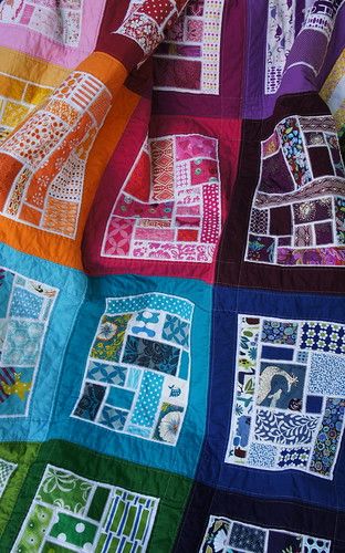 Quilt Modernen, Rainbow Quilt, Patch Aplique, Quilt Projects, Scrappy Quilts, Quilting Tutorials, Quilting Crafts, Quilt Tutorials, Scrap Quilts