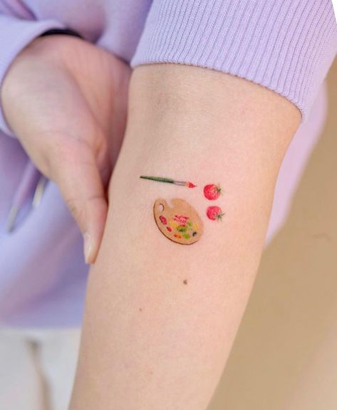 Ovenlee Tattoo, Palette Tattoo, Paintbrush Tattoo, Painting Tattoos, Food Tattoos, Cute Little Tattoos, Cute Tiny Tattoos, Lily Tattoo, Tiny Tattoo