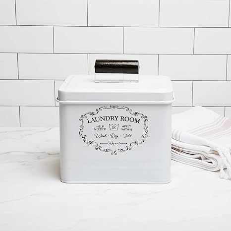 Nine Royal Laundry Detergent Container - Dryer Sheet Holder- Laundry Room Storage Box- Farmhouse Laundry Room Decor, Vintage Style - Metal Bin with Retro Lettering sign, Distressed Finish Laundry Room Large, Farmhouse Laundry Room Decor, Laundry Detergent Container, Vintage Laundry Room Decor, Detergent Container, Room Finds, Retro Lettering, Detergent Powder, Powder Laundry Detergent