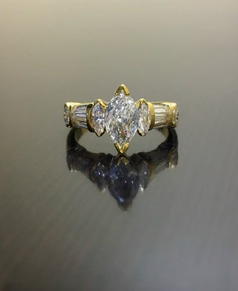 Yellow Gold Engagement Ring Vintage Art Deco Diamond, 3 Carat Marquise Diamond Ring, Antique Marquise Diamond Ring, Art Deco Marquise Diamond Cut Ring, Vintage Yellow Gold Marquise Cut Diamond Ring, Art Deco Gold Diamond Ring With Marquise Cut, Art Deco Marquise Brilliant Cut Ring, Gold Diamond Ring, Marquise Cut, Unique Marquise Engagement Ring