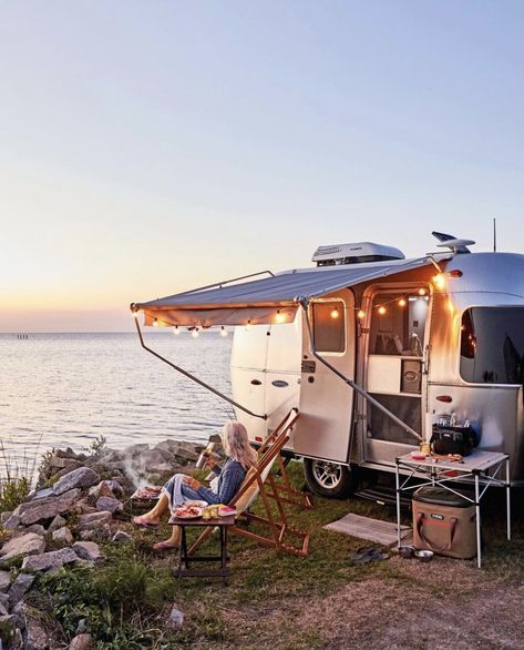 Ocracoke Lighthouse, Airstream Bambi, Cozy Camping, Airstream Campers, Cape Hatteras National Seashore, Camping Van, Southern Travel, Rv Road Trip, Ocracoke Island