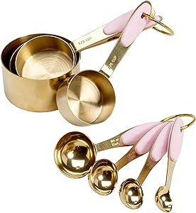 Pink and gold measuring cups and spoons from Paris Hilton are a fun way to show your favorite color in the kitchen while cooking or baking. Copper Measuring Cups, Cute Kitchen Decor, Dry Measuring Cups, Stainless Steel Measuring Cups, Measuring Cups And Spoons, Storage Pantry, Measuring Cups & Spoons, Piercing Septum, Measuring Cups Set