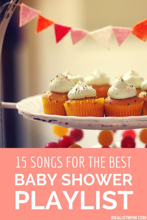 Planning a baby shower? Here's a playlist of baby shower songs worthy of listening to LONG after the non-alcoholic punch bowl has gone dry! Shower Playlist Songs, Baby Shower Food List, Baby Shower Playlist, Shower Songs, Baby Shower Songs, Shower Playlist, Playlist Songs, Baby Shower Checklist, Babyshower Party