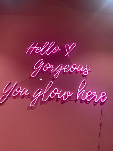 Neon Salon Sign, Pink Spa Aesthetic, Pink Esthetician Aesthetic, Pink Salon Aesthetic, Beauty Salon Quotes, Pink Esthetician, Makeup Studio Decor, Beauty Room Salon, Esthetician Room Decor