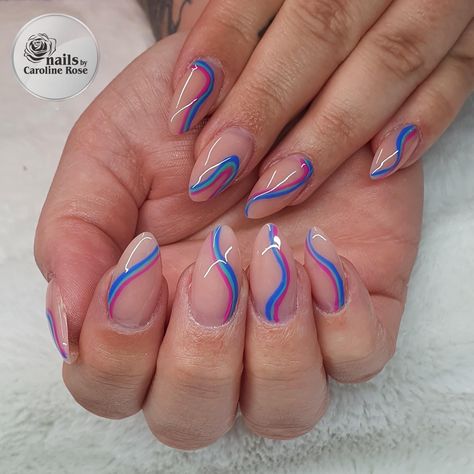 Bisexual Nail Designs, Pride Nails Bisexual, Pride Nails Acrylic Coffin, Bisexual Nail Ideas, Bi Flag Nails, Bi Nails, Bisexual Nails, Bi Pride Nails, Nails 23