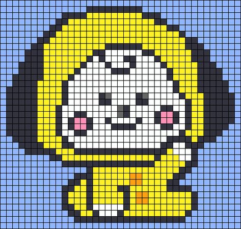 Alpha pattern #48747 | BraceletBook Pixel Art Pattern Kpop, Kpop Tapestry Crochet, Bt21 Cross Stitch Pattern, Bt21 Pattern, Bts Pixel Art, Tapestry Crochet Patterns Kpop, Crochet Grid Patterns Kpop, Bt21 Alpha Pattern, Pixel Art Kpop