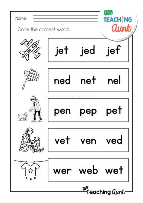 Et Family Words, Word Family Worksheets Free, Et Word Family, Family Words, Phonics Worksheets Free, Word Family Worksheets, Family Worksheet, Cut And Paste Worksheets, Phonics Lessons