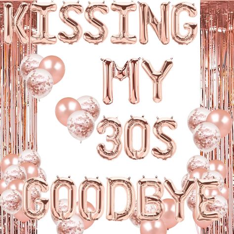 PRICES MAY VARY. APPLICATION: Rose gold kissing my 30s goodbye decorations are great to decorate for hello 40 party, cheers to 40 party, funny 40 birthday party, talk forty to me party, forty years old birthday party, etc, it will offer you an unforgettable experience! DECORATION: Suit for hanging from the window, room, branches and ceilings, dessert tables, party background, the adornment of the integral collocation of color is also a very perfect place you want to decorate. SIZE: Each letter b