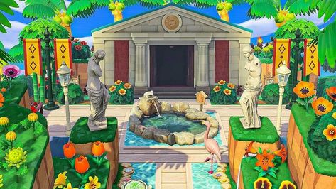 Tropical Entrance, Museum Entrance, Garden Rock Border, Entrance Ideas, Animal Crossing Wild World, Tropical Animals, Animal Crossing Pocket Camp, New Animal Crossing, Animal Crossing Game