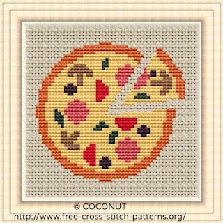 Pizza Cross Stitch, Cross Stitch Food, Stitch Food, Printable Cross, Quick Cross Stitch, Free Cross Stitch Pattern, Cross Stitch Floss, Stitch Kitchen, Easy Cross Stitch Patterns