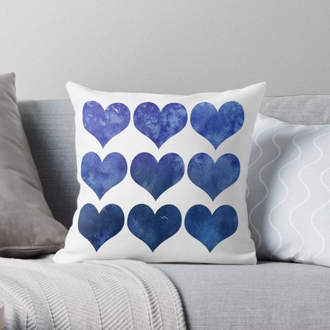 Cheap Blue Heart-shaped Bracelet, Casual Blue Heart-shaped Bracelet, Blue Heart Emoji, Heart Shaped Throw Pillow, Blue Heart Pillow, Small Heart Shaped Pillows, Snowflake Pillows, Emoji Pillows, Watercolor Pillows