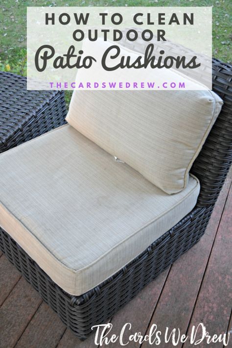 Clean Patio Cushions, Cleaning Patio Furniture, Diy Patio Furniture Cushions, Diy Patio Cushions, Patio Furniture Cleaner, Outside Cushions, Clean Outdoor Furniture, Patio Cushion Covers, Clean Patio