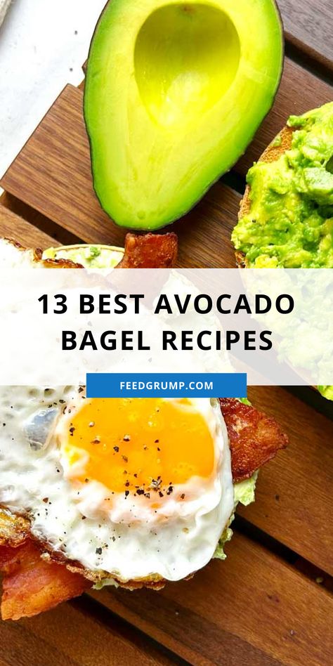 avocado bagel with bacon and egg on wooden board Avocado Toast Bagel, Bagel Avocado Egg, Avocado Bagel Recipes, Avocado Bagel Breakfast, Egg Bagel Recipe, Bagel With Avocado, Bagel Fillings, Bagel Avocado, Creamy Egg Salad