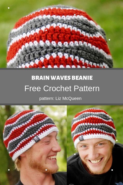 Brain Waves Beanie | MyCrochetPattern Crochet Men’s Slouchy Beanie, Mens Crochet Beanie Pattern Free, Mens Beanie Crochet Pattern, Mens Hat Knitting Pattern, Mens Crochet, Mens Crochet Beanie, Crochet Slouch Beanie, Slouchy Beanie Pattern, Arm Crocheting